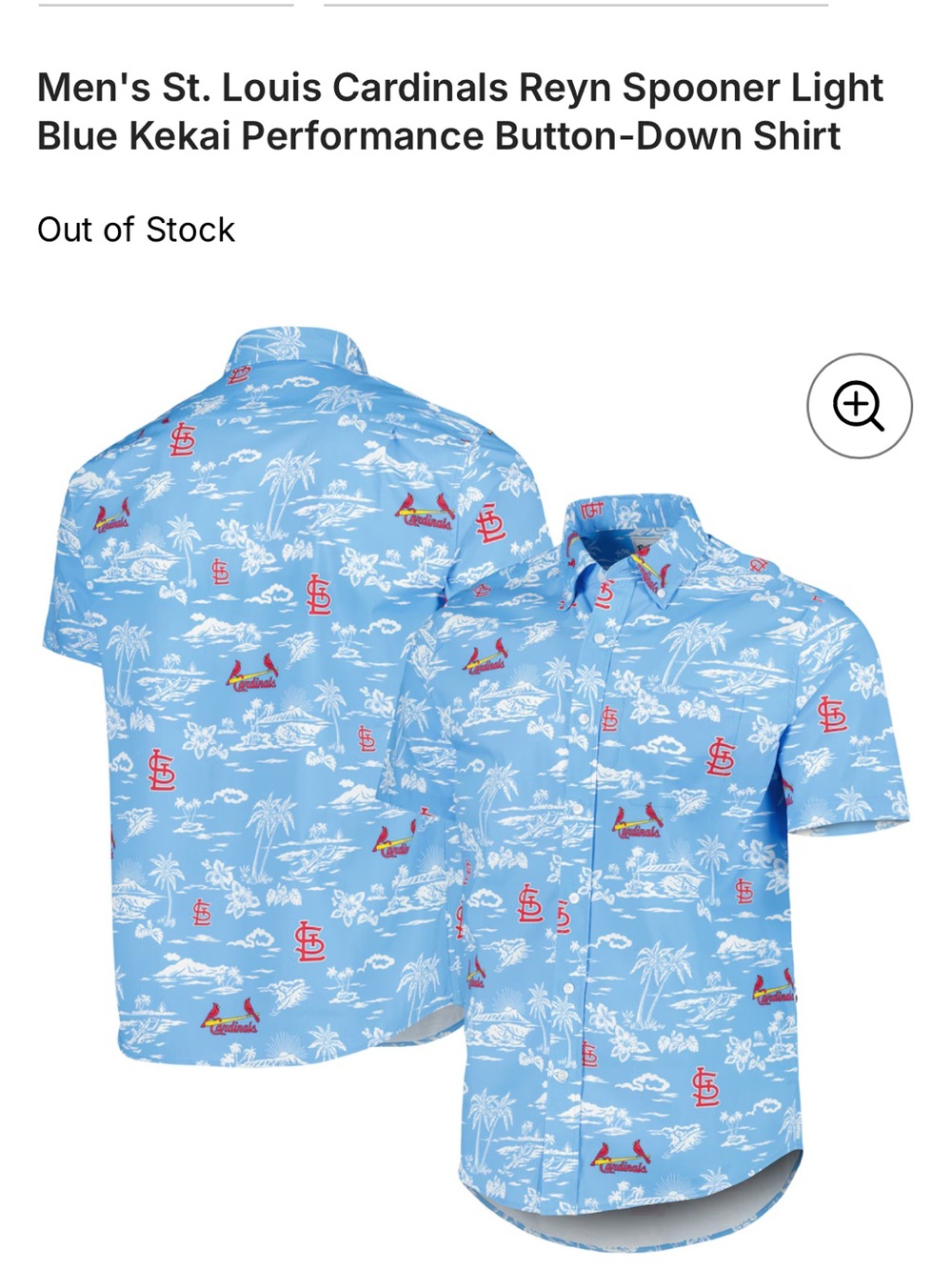 Men's St. Louis Cardinals Reyn Spooner Light Blue Kekai Performance Button-Down